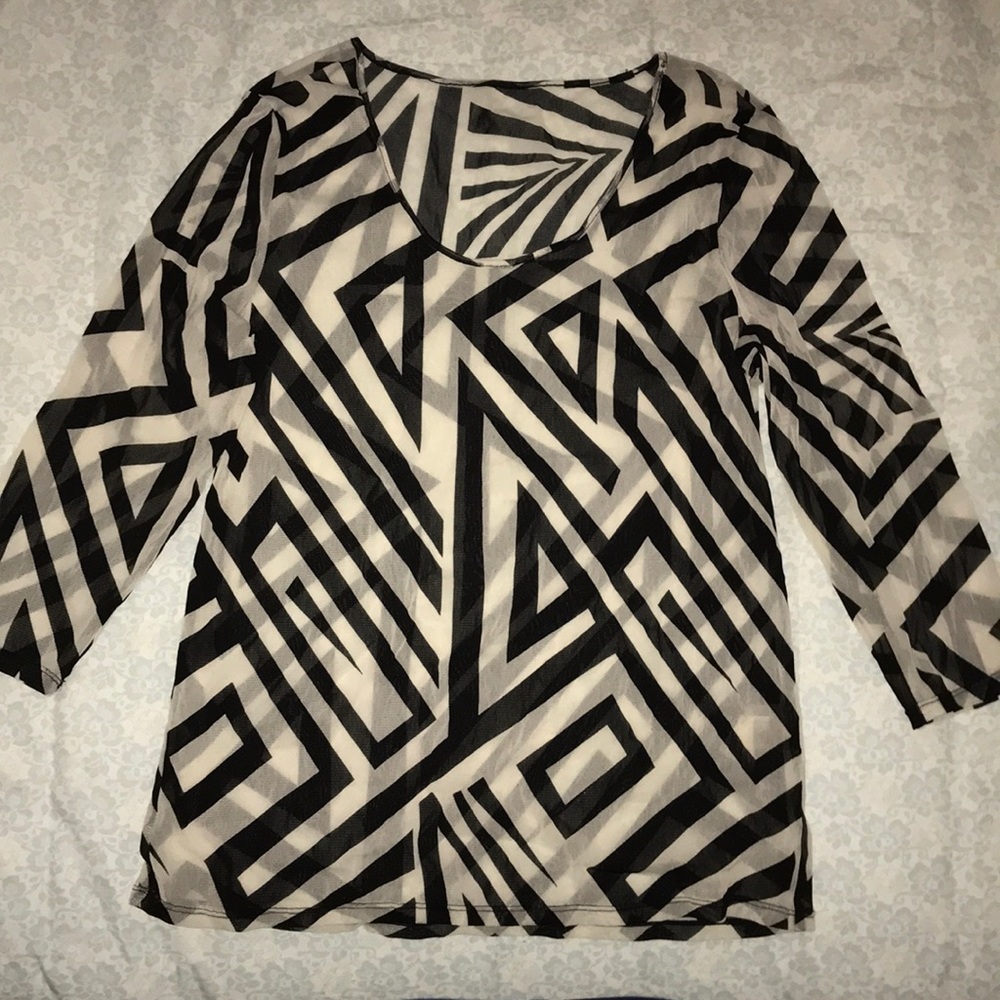 Calvin Klein sheer, cool, modern top. Black/white. Bought in 2000s
